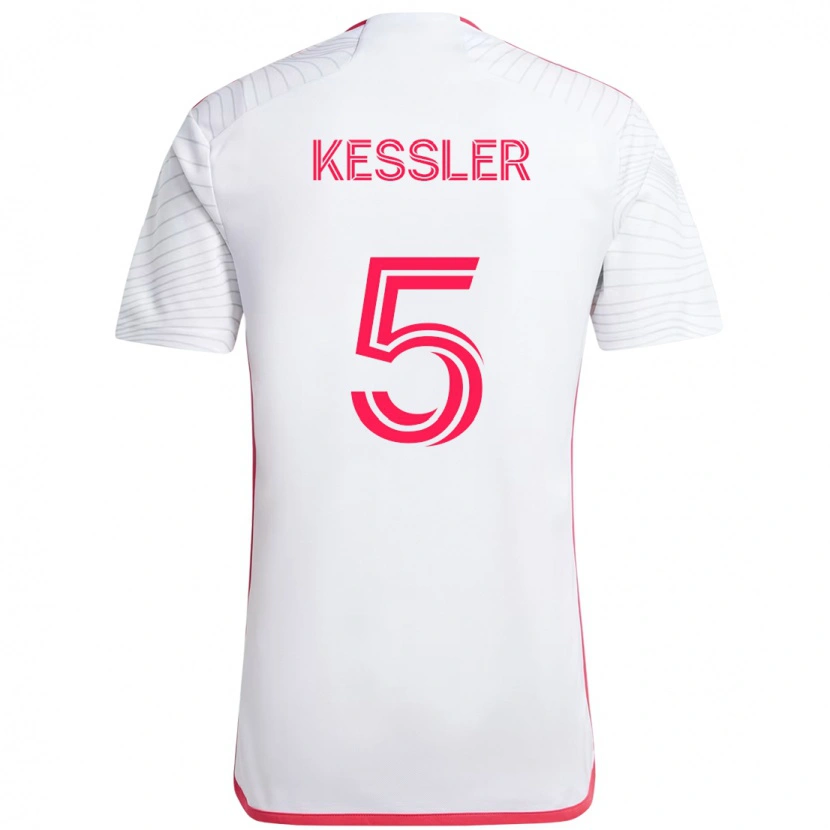 Danxen Uomo Maglia Henry Kessler #5 Bianco Magenta Kit Gara Away 2025/26 Maglietta
