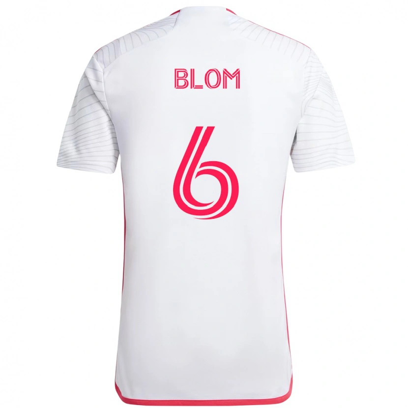 Danxen Uomo Maglia Njabulo Blom #6 Bianco Magenta Kit Gara Away 2025/26 Maglietta