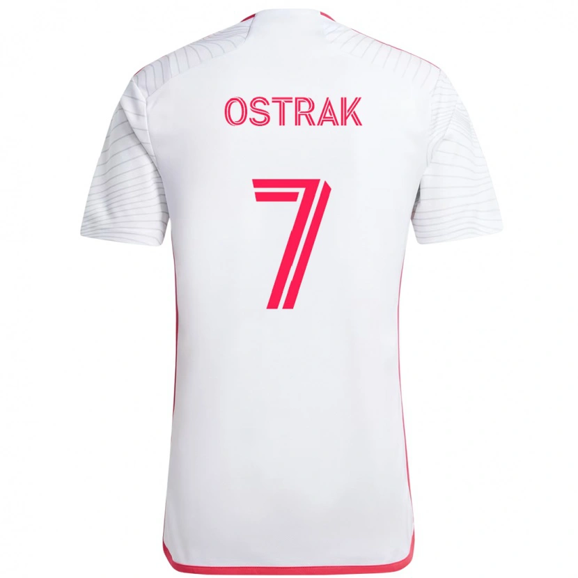 Danxen Uomo Maglia Tomas Ostrak #7 Bianco Magenta Kit Gara Away 2025/26 Maglietta