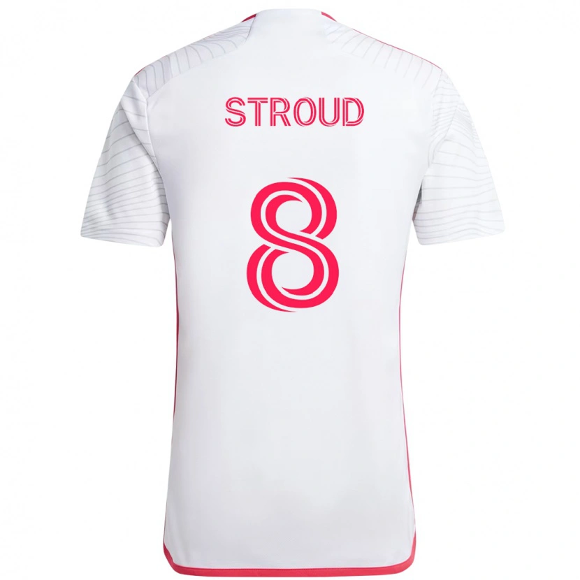 Danxen Uomo Maglia Jared Stroud #8 Bianco Magenta Kit Gara Away 2025/26 Maglietta