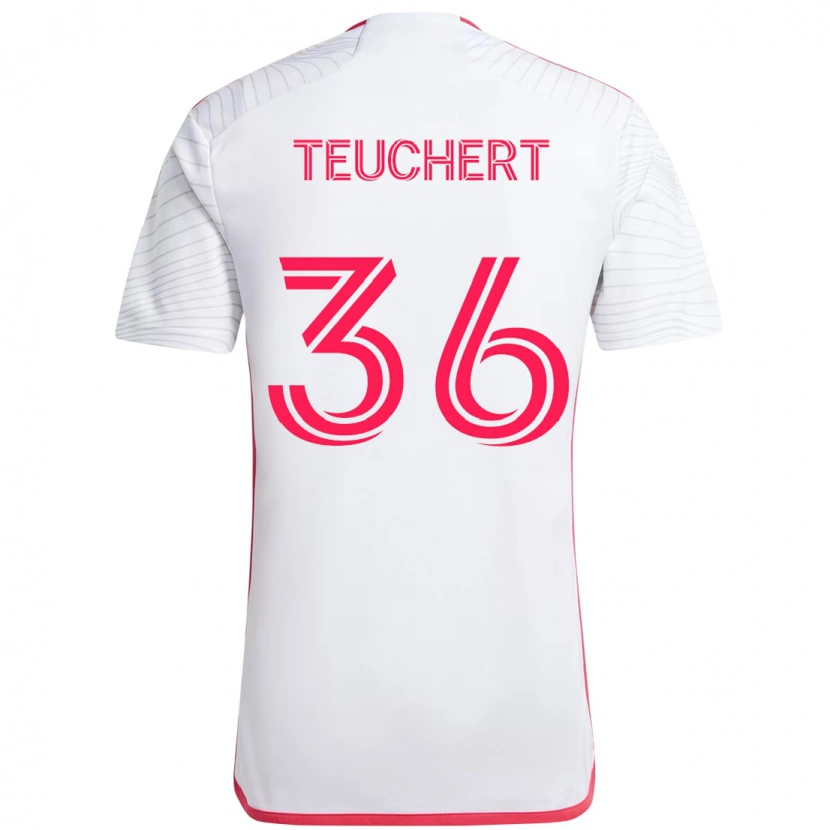 Danxen Uomo Maglia Cedric Teuchert #36 Bianco Magenta Kit Gara Away 2025/26 Maglietta