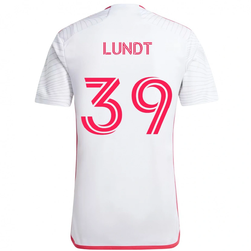 Danxen Uomo Maglia Ben Lundt #39 Bianco Magenta Kit Gara Away 2025/26 Maglietta