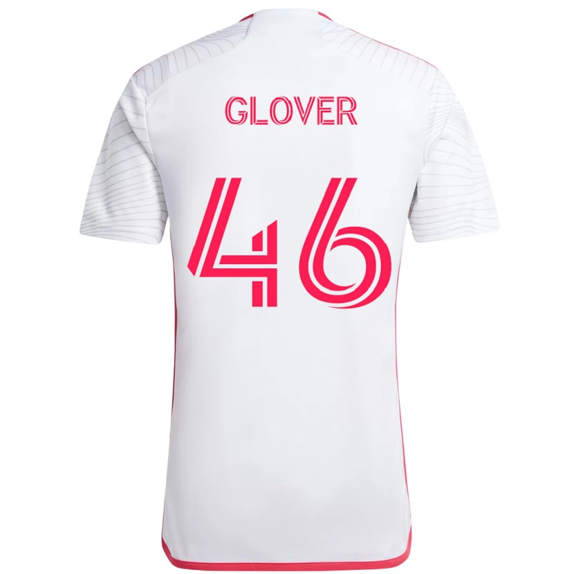 Danxen Uomo Maglia Caden Glover #46 Bianco Magenta Kit Gara Away 2025/26 Maglietta
