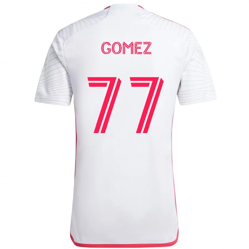 Danxen Uomo Maglia Sam Gomez #77 Bianco Magenta Kit Gara Away 2025/26 Maglietta