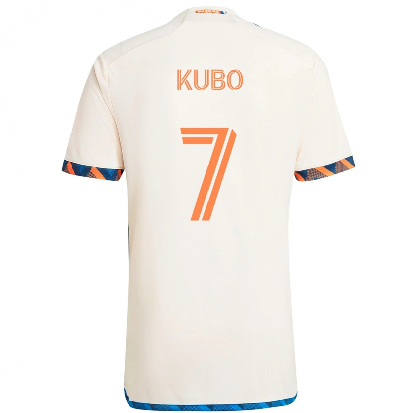 Danxen Uomo Maglia Yuya Kubo #7 Bianco Blu Arancione Kit Gara Away 2025/26 Maglietta
