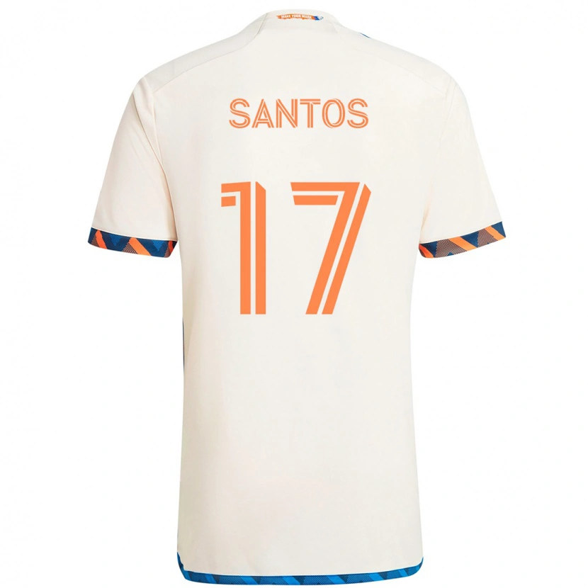 Danxen Uomo Maglia Sergio Santos #17 Bianco Blu Arancione Kit Gara Away 2025/26 Maglietta