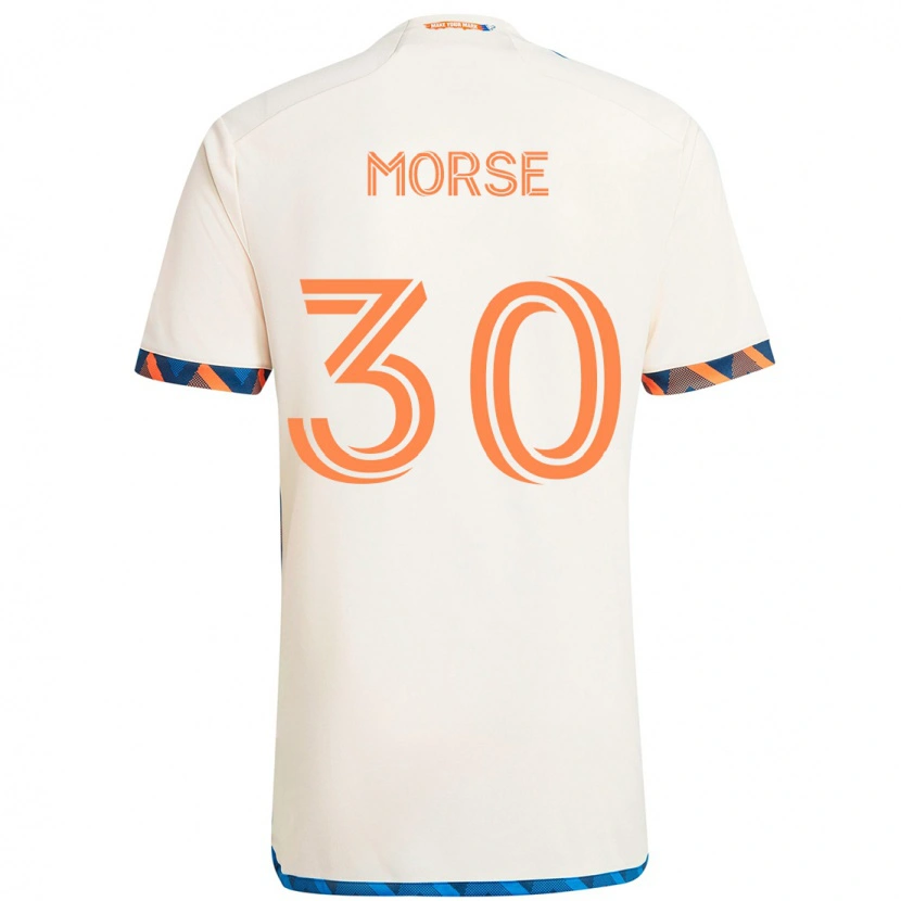 Danxen Uomo Maglia Hunter Morse #30 Bianco Blu Arancione Kit Gara Away 2025/26 Maglietta