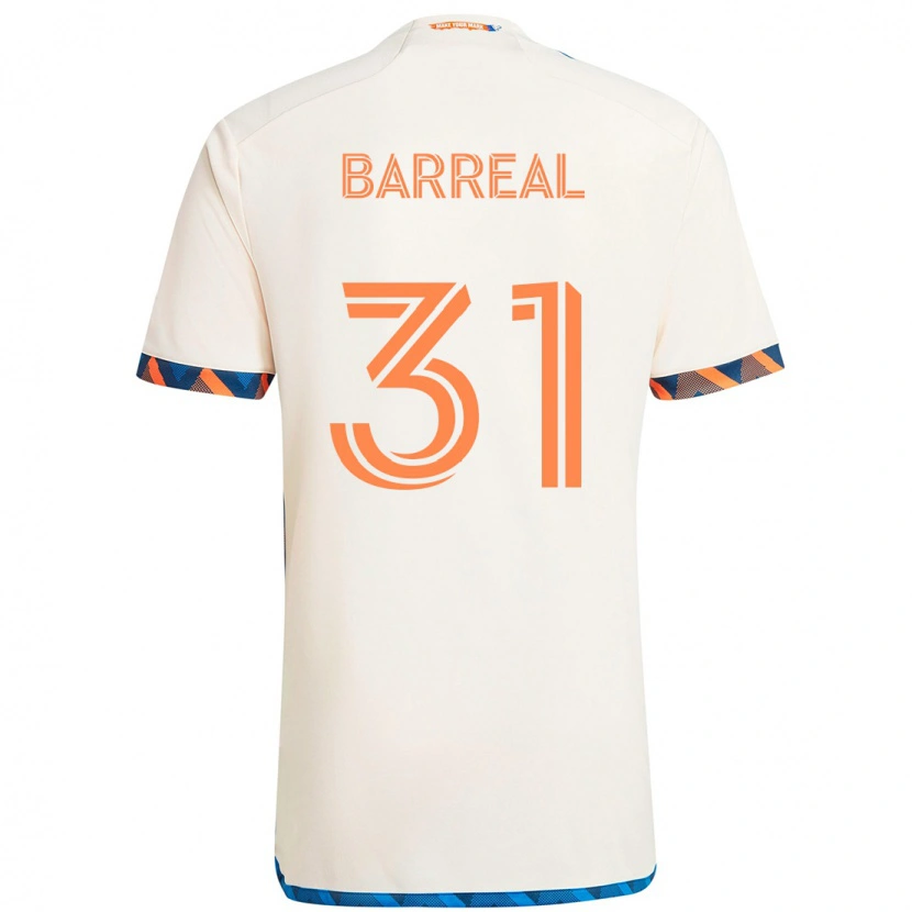 Danxen Uomo Maglia Álvaro Barreal #31 Bianco Blu Arancione Kit Gara Away 2025/26 Maglietta