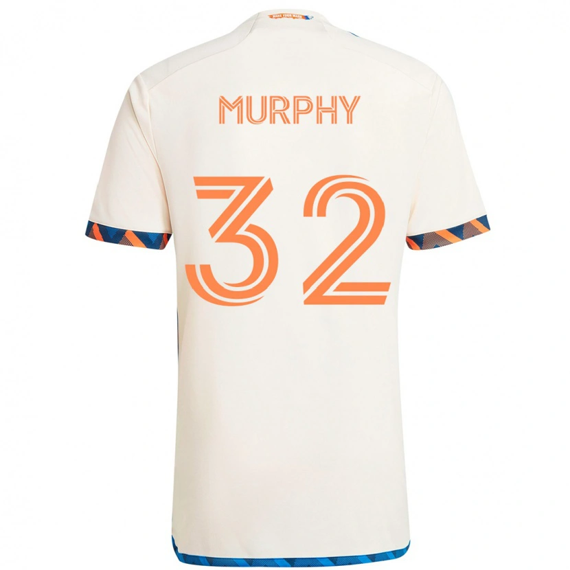 Danxen Uomo Maglia Ian Murphy #32 Bianco Blu Arancione Kit Gara Away 2025/26 Maglietta