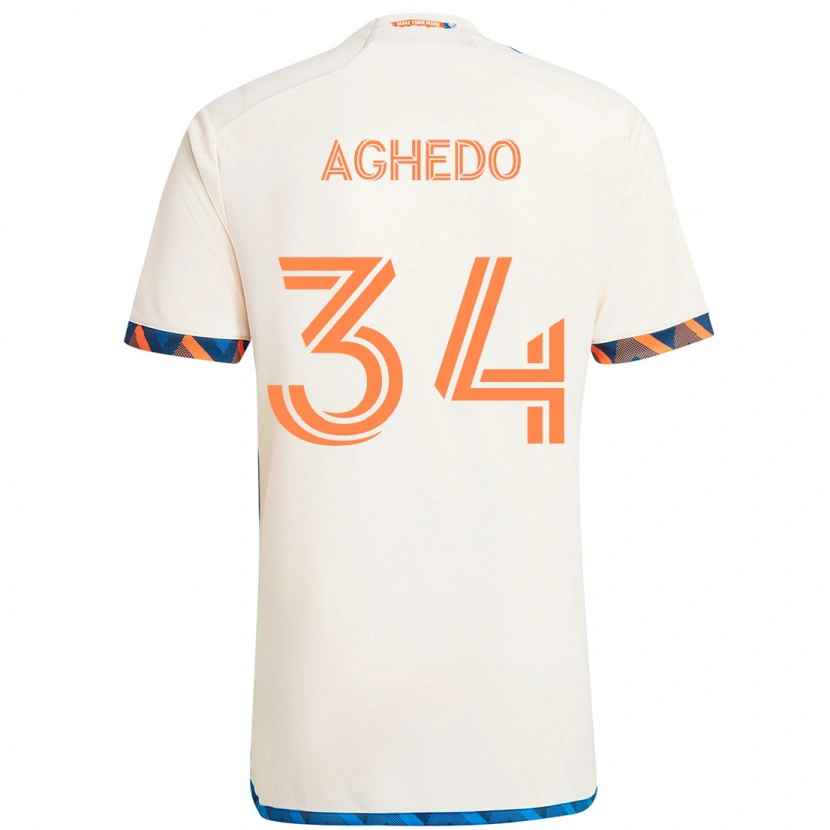 Danxen Uomo Maglia London Aghedo #34 Bianco Blu Arancione Kit Gara Away 2025/26 Maglietta