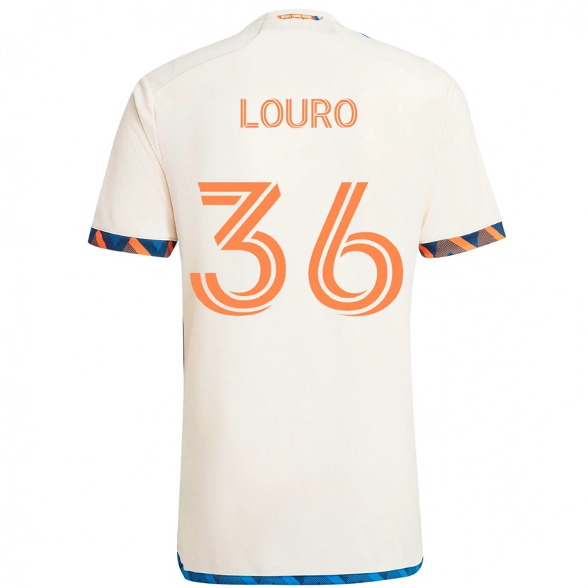 Danxen Uomo Maglia Evan Louro #36 Bianco Blu Arancione Kit Gara Away 2025/26 Maglietta