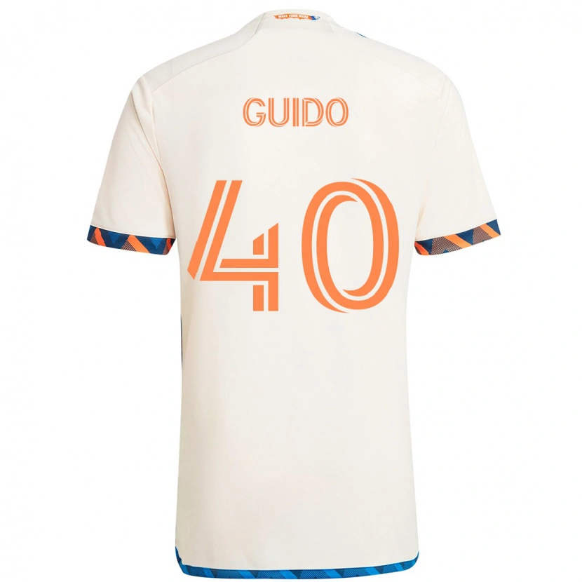 Danxen Uomo Maglia Alejandro Guido #40 Bianco Blu Arancione Kit Gara Away 2025/26 Maglietta
