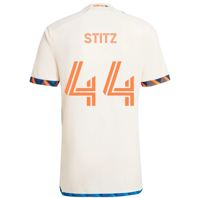Danxen Uomo Maglia Ben Stitz #44 Bianco Blu Arancione Kit Gara Away 2025/26 Maglietta