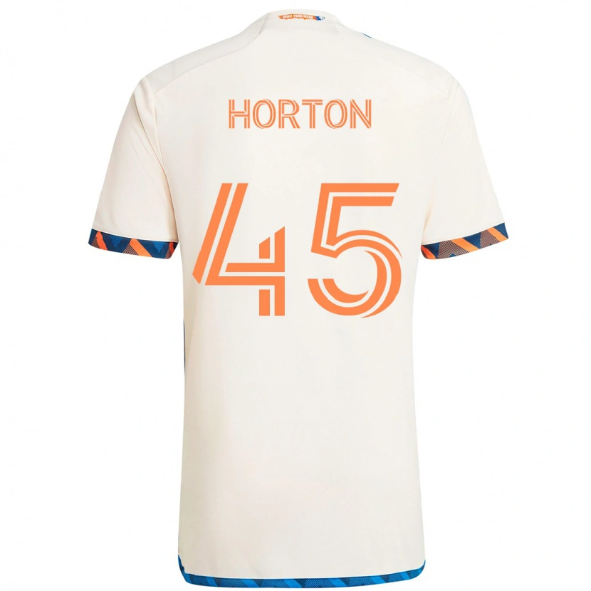 Danxen Uomo Maglia Philip Horton #45 Bianco Blu Arancione Kit Gara Away 2025/26 Maglietta