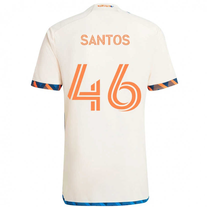 Danxen Uomo Maglia Guilherme Santos #46 Bianco Blu Arancione Kit Gara Away 2025/26 Maglietta