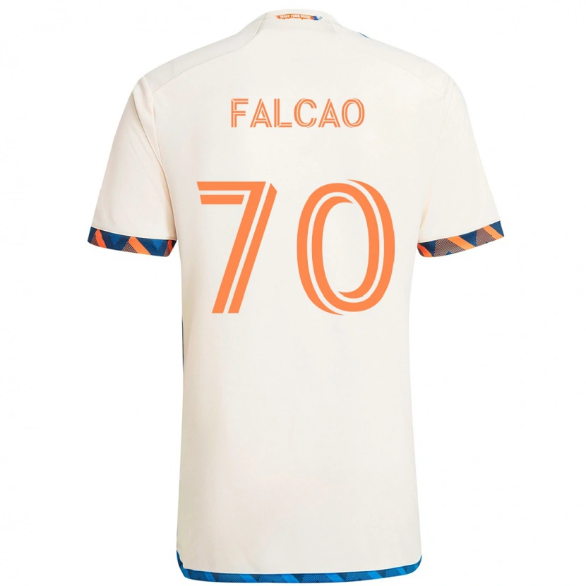 Danxen Uomo Maglia Kiano Falcao #70 Bianco Blu Arancione Kit Gara Away 2025/26 Maglietta