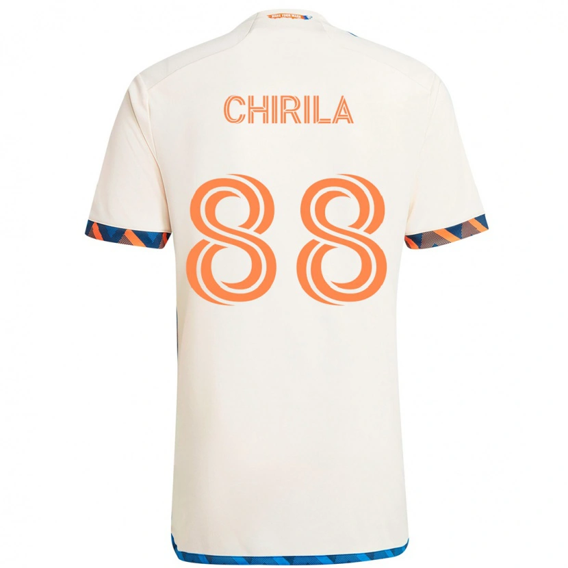 Danxen Uomo Maglia Andrei Chirilă #88 Bianco Blu Arancione Kit Gara Away 2025/26 Maglietta