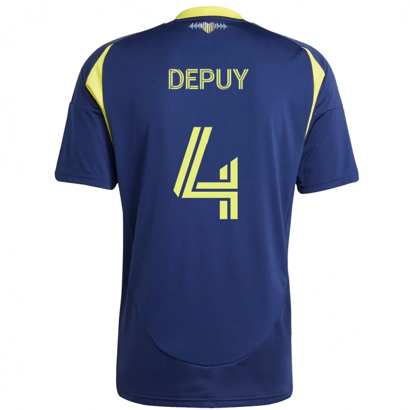 Danxen Uomo Maglia Nick Depuy #4 Blu Navy Giallo Kit Gara Away 2025/26 Maglietta