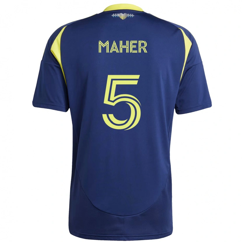 Danxen Uomo Maglia Jack Maher #5 Blu Navy Giallo Kit Gara Away 2025/26 Maglietta