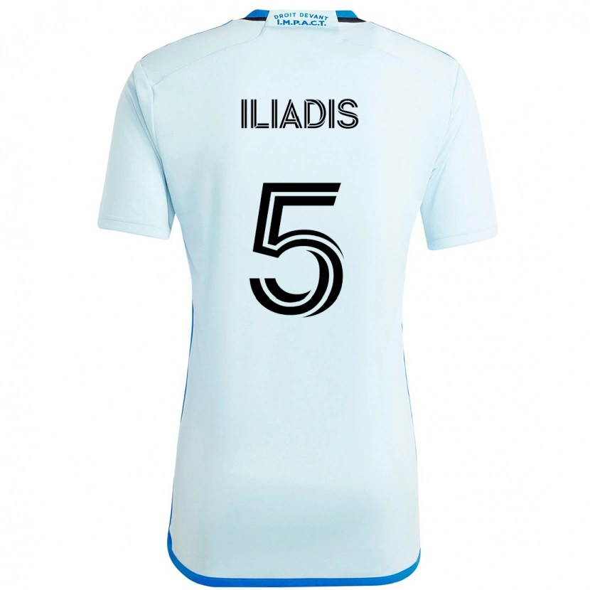 Danxen Uomo Maglia Ilias Iliadis #5 Azzurro Cielo Blu Scuro Kit Gara Away 2025/26 Maglietta