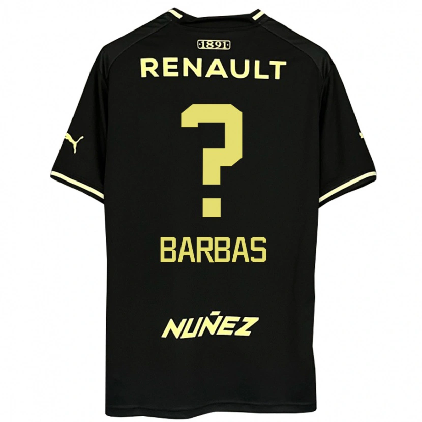Danxen Uomo Maglia Germán Barbas #0 Nero Giallo Kit Gara Away 2025/26 Maglietta