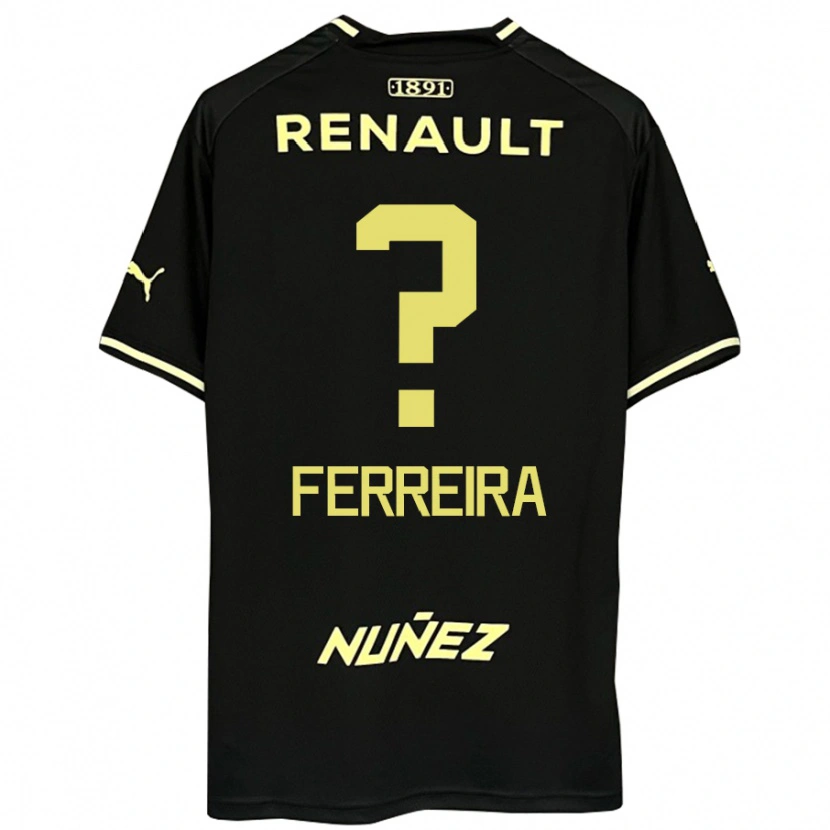 Danxen Uomo Maglia Matías Ferreira #0 Nero Giallo Kit Gara Away 2025/26 Maglietta