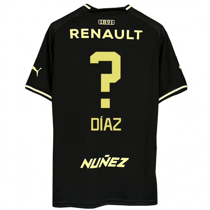 Danxen Uomo Maglia Santiago Díaz #0 Nero Giallo Kit Gara Away 2025/26 Maglietta