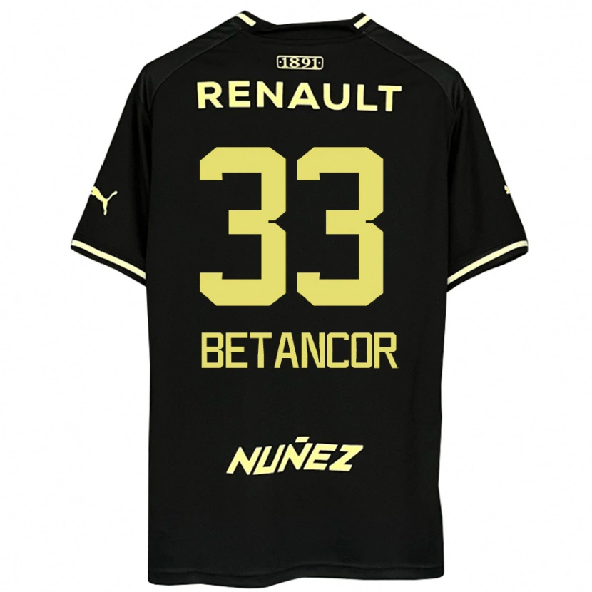 Danxen Uomo Maglia Bruno Betancor #33 Nero Giallo Kit Gara Away 2025/26 Maglietta