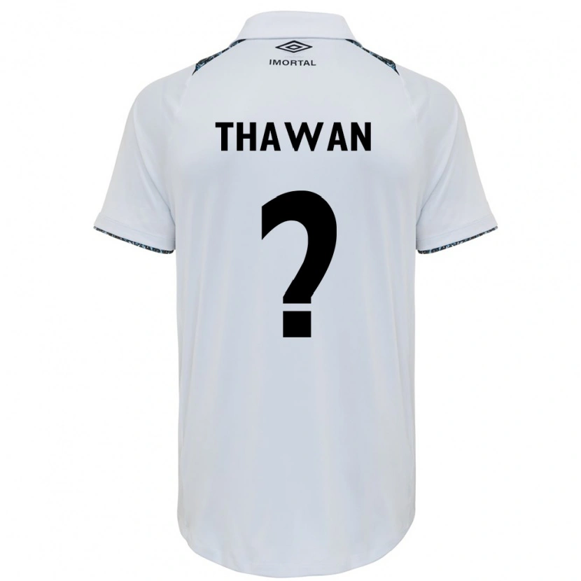 Danxen Uomo Maglia Athos Thawan #0 Bianco Blu Kit Gara Away 2025/26 Maglietta