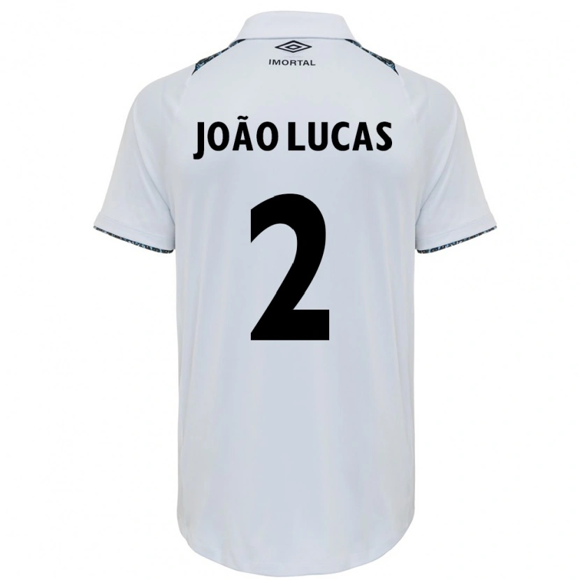 Danxen Uomo Maglia João Lucas #2 Bianco Blu Kit Gara Away 2025/26 Maglietta