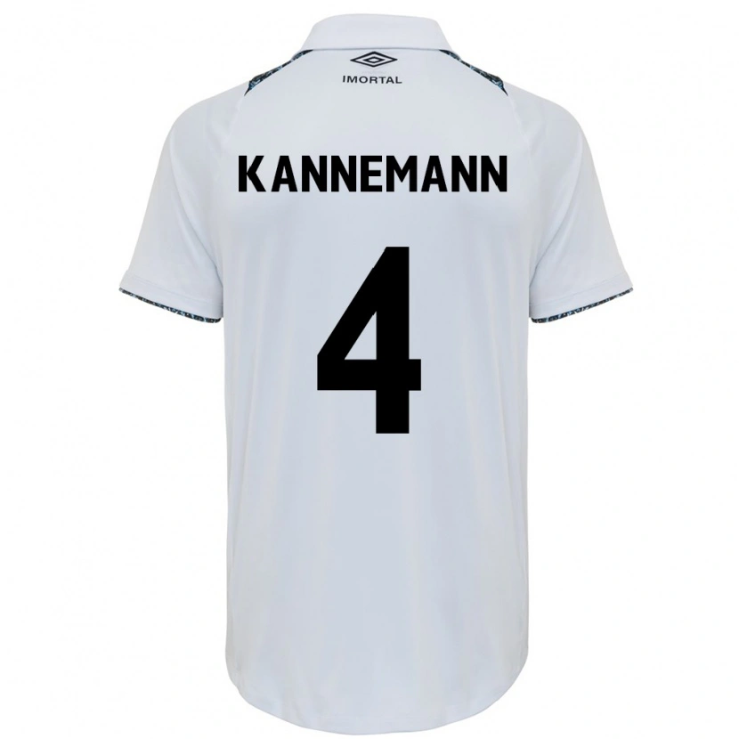 Danxen Uomo Maglia Walter Kannemann #4 Bianco Blu Kit Gara Away 2025/26 Maglietta