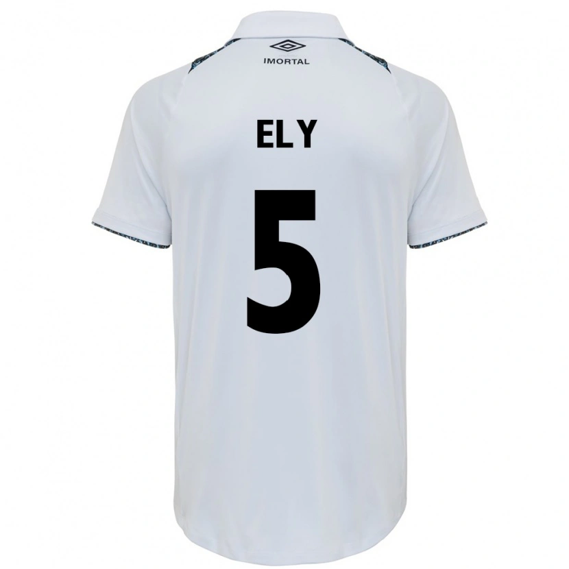 Danxen Uomo Maglia Rodrigo Ely #5 Bianco Blu Kit Gara Away 2025/26 Maglietta