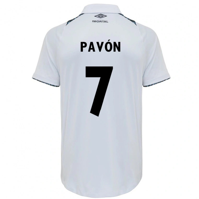 Danxen Uomo Maglia Cristian Pavón #7 Bianco Blu Kit Gara Away 2025/26 Maglietta