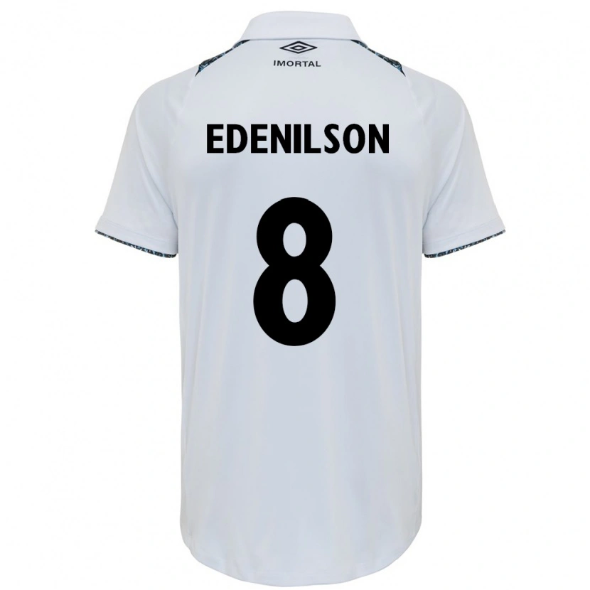 Danxen Uomo Maglia Edenilson #8 Bianco Blu Kit Gara Away 2025/26 Maglietta