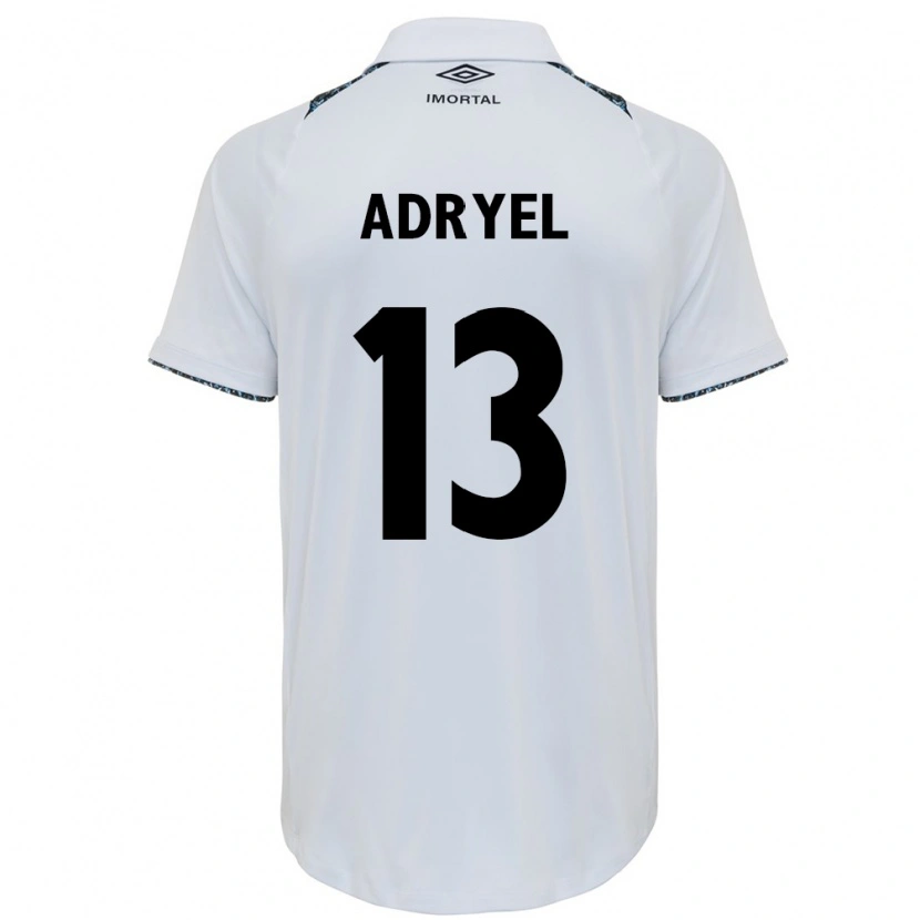 Danxen Uomo Maglia Adryel #13 Bianco Blu Kit Gara Away 2025/26 Maglietta