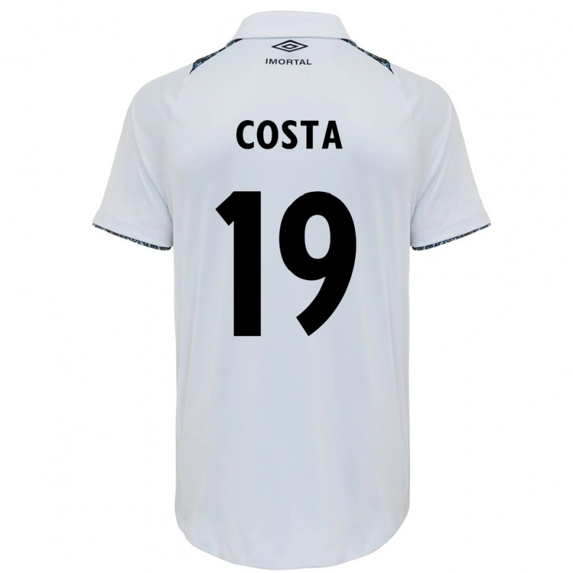 Danxen Uomo Maglia Diego Costa #19 Bianco Blu Kit Gara Away 2025/26 Maglietta