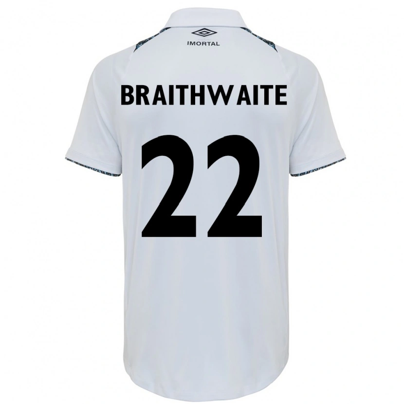 Danxen Uomo Maglia Martin Braithwaite #22 Bianco Blu Kit Gara Away 2025/26 Maglietta