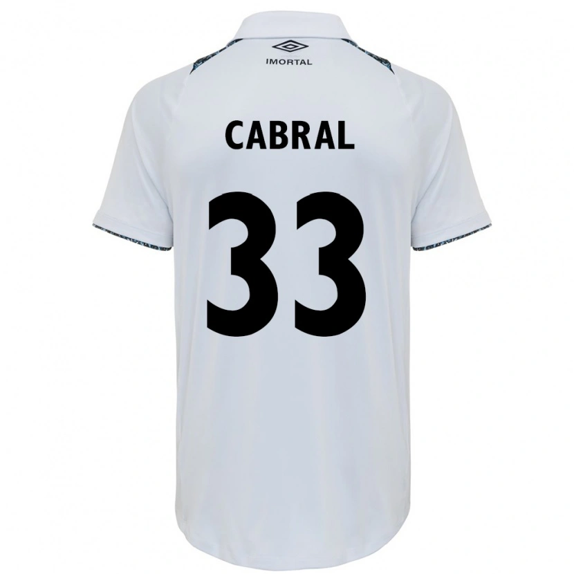 Danxen Uomo Maglia Rafael Cabral #33 Bianco Blu Kit Gara Away 2025/26 Maglietta
