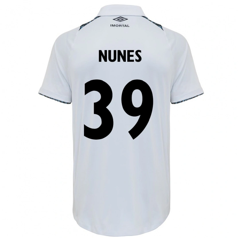 Danxen Uomo Maglia Gustavo Gomes #39 Bianco Blu Kit Gara Away 2025/26 Maglietta