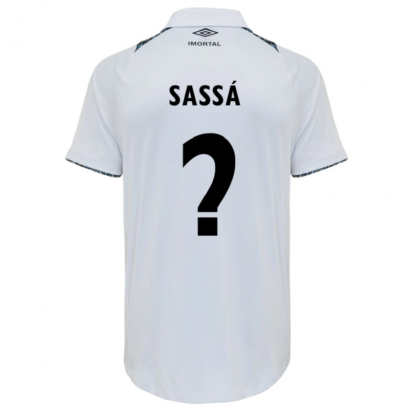 Danxen Uomo Maglia Sassá #0 Bianco Blu Kit Gara Away 2025/26 Maglietta