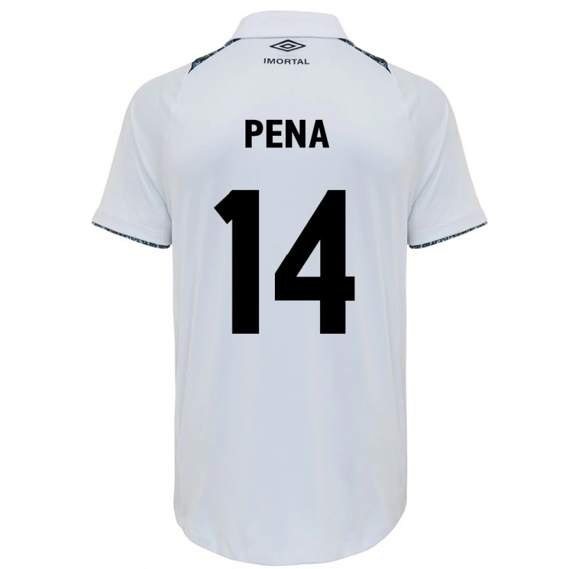 Danxen Uomo Maglia Jessica Peña #14 Bianco Blu Kit Gara Away 2025/26 Maglietta
