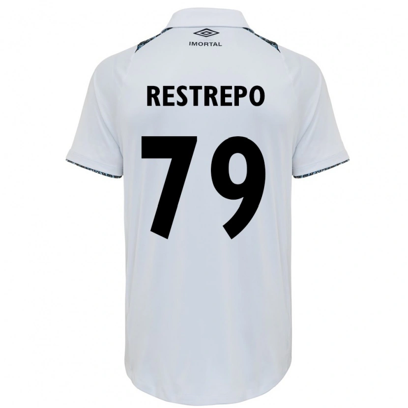 Danxen Uomo Maglia Kelly Restrepo #79 Bianco Blu Kit Gara Away 2025/26 Maglietta