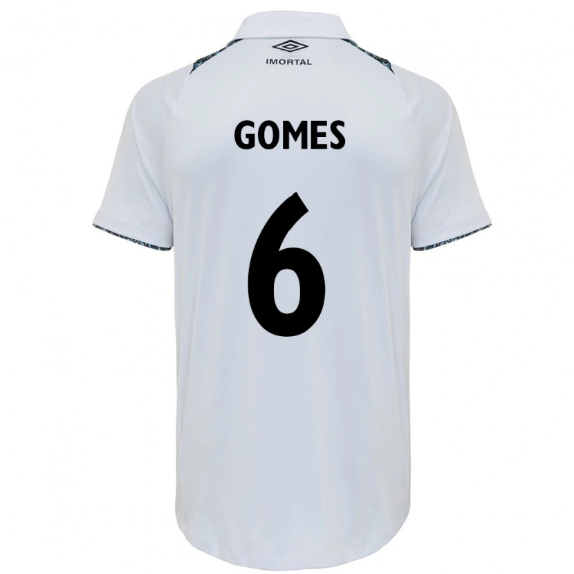 Danxen Uomo Maglia Leo Gomes #6 Bianco Blu Kit Gara Away 2025/26 Maglietta