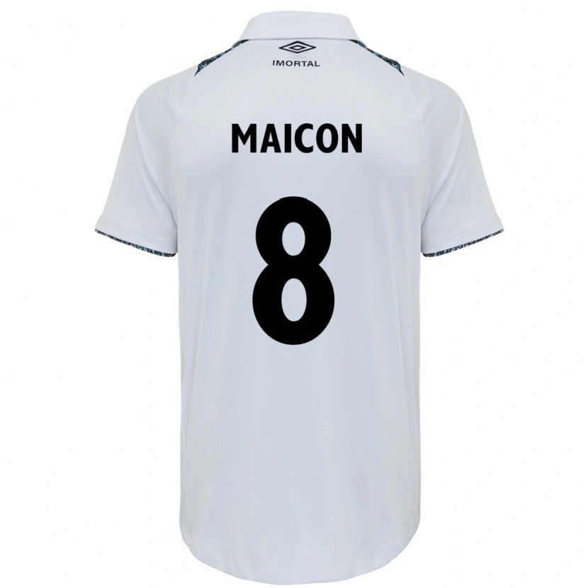 Danxen Uomo Maglia Maicon #8 Bianco Blu Kit Gara Away 2025/26 Maglietta