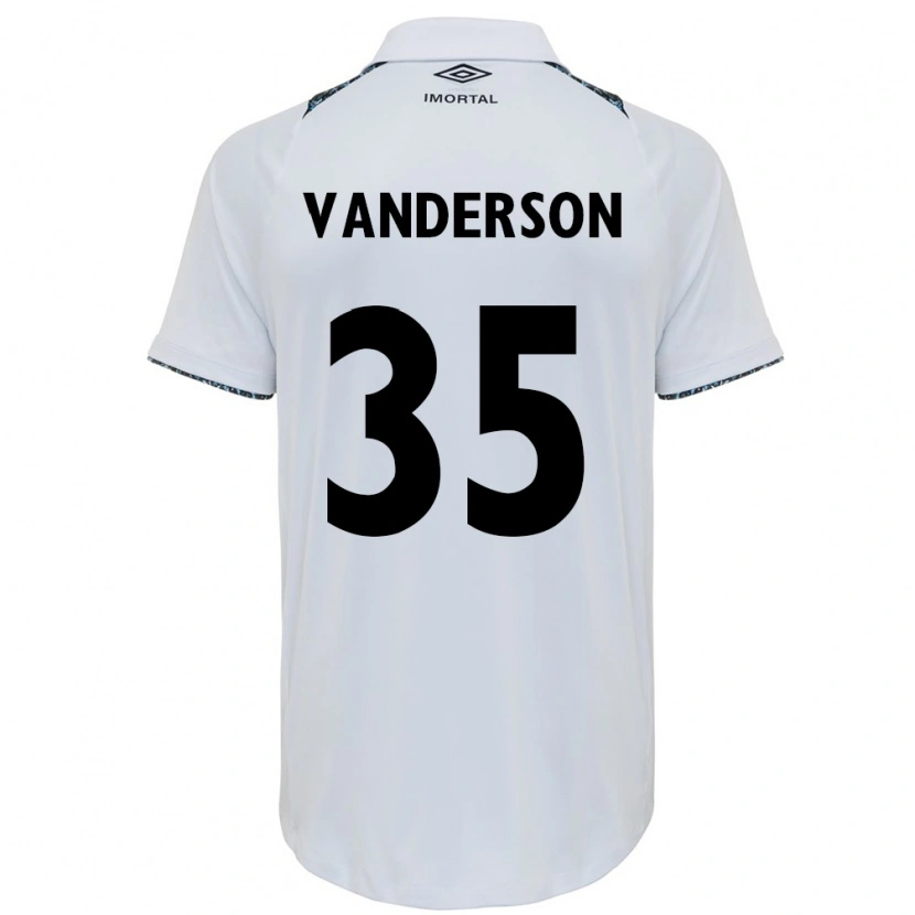 Danxen Uomo Maglia Vanderson #35 Bianco Blu Kit Gara Away 2025/26 Maglietta