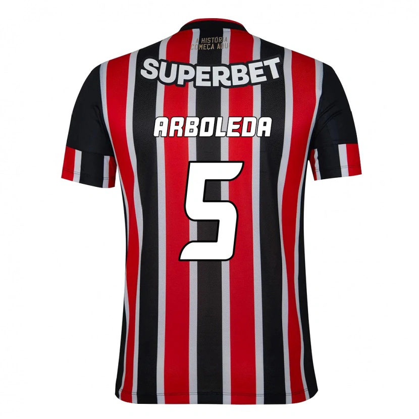Danxen Uomo Maglia Robert Arboleda #5 Nero Rosso Kit Gara Away 2025/26 Maglietta