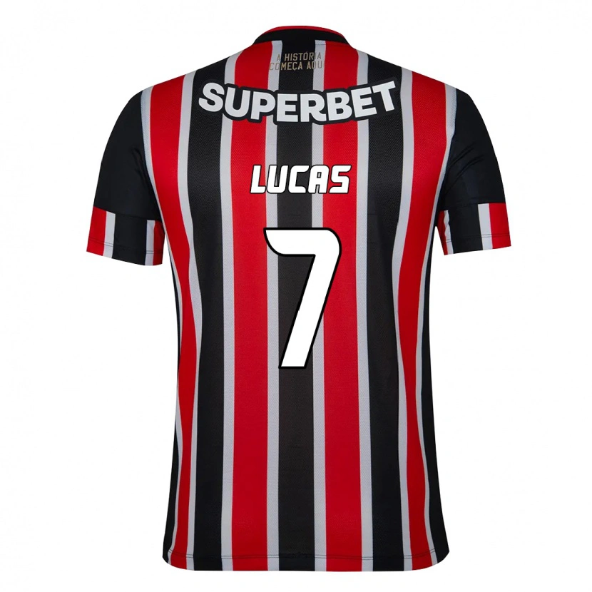 Danxen Uomo Maglia Lucas Moura #7 Nero Rosso Kit Gara Away 2025/26 Maglietta