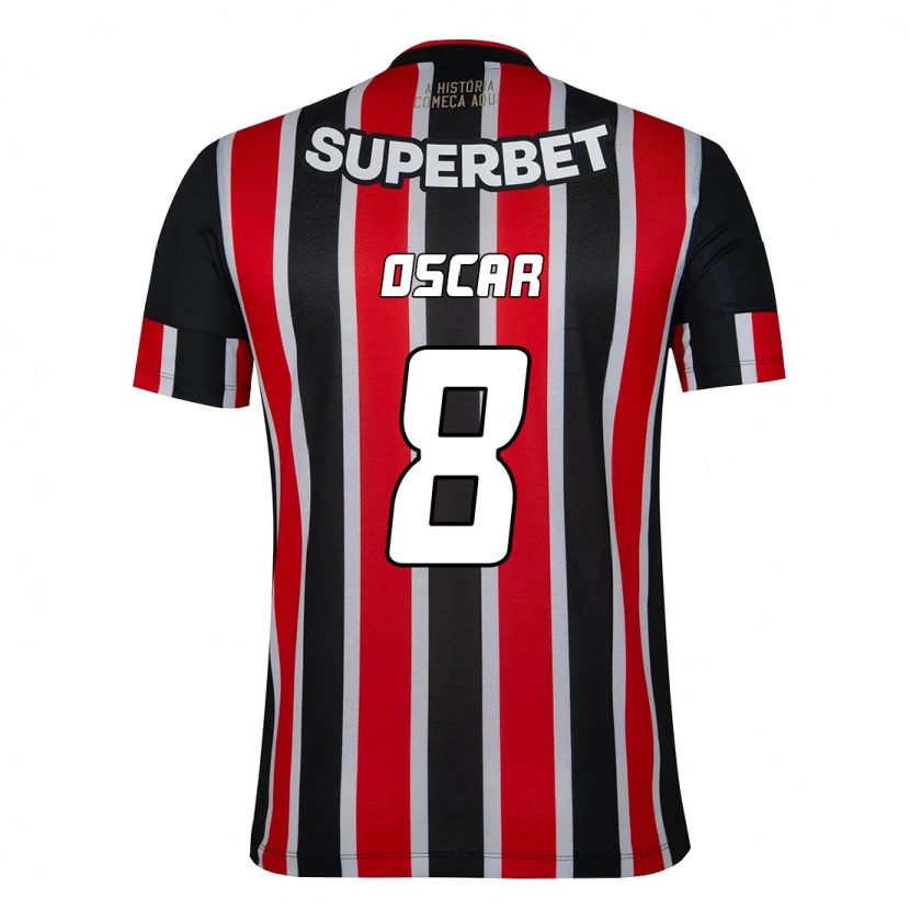 Danxen Uomo Maglia Oscar #8 Nero Rosso Kit Gara Away 2025/26 Maglietta