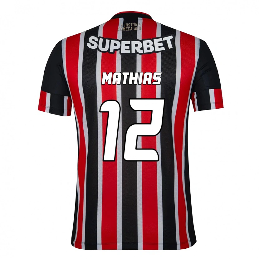 Danxen Uomo Maglia Leandro Mathias #12 Nero Rosso Kit Gara Away 2025/26 Maglietta
