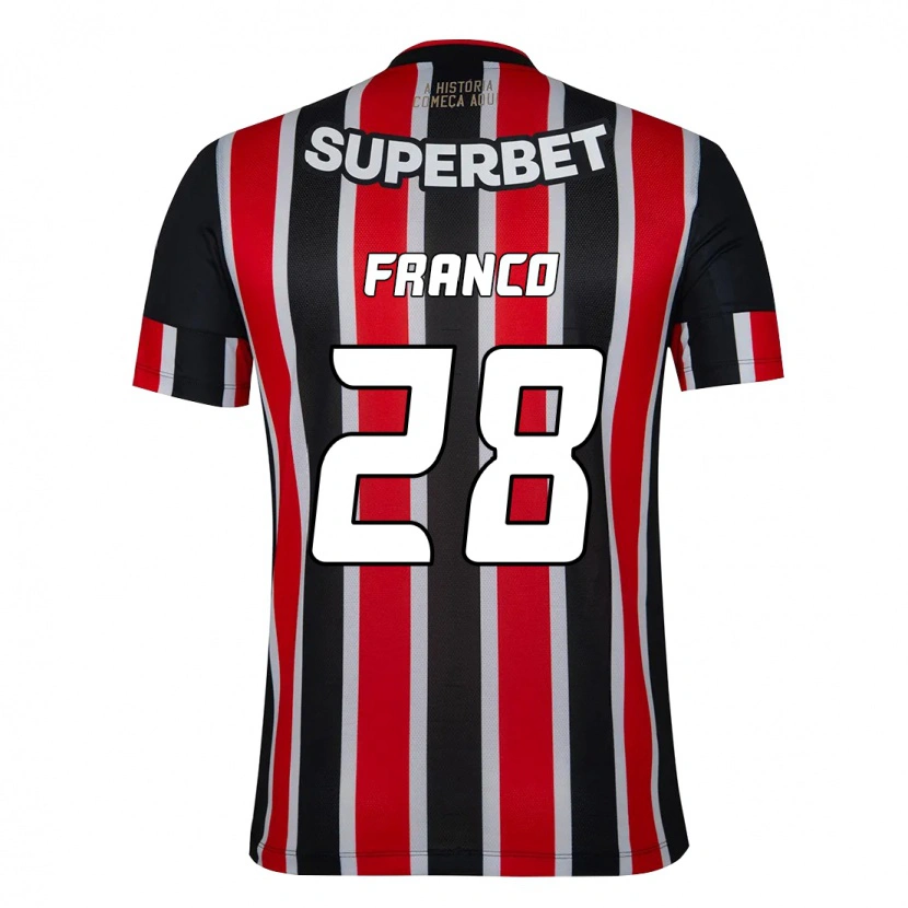 Danxen Uomo Maglia Alan Franco #28 Nero Rosso Kit Gara Away 2025/26 Maglietta